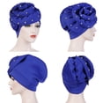 thumbnail image 3 of Ludlz Women's Pearl Rose Flower Ruffle Chemo Pleated Muslim Hijab Turban Cancer Headband Beanie, 3 of 5