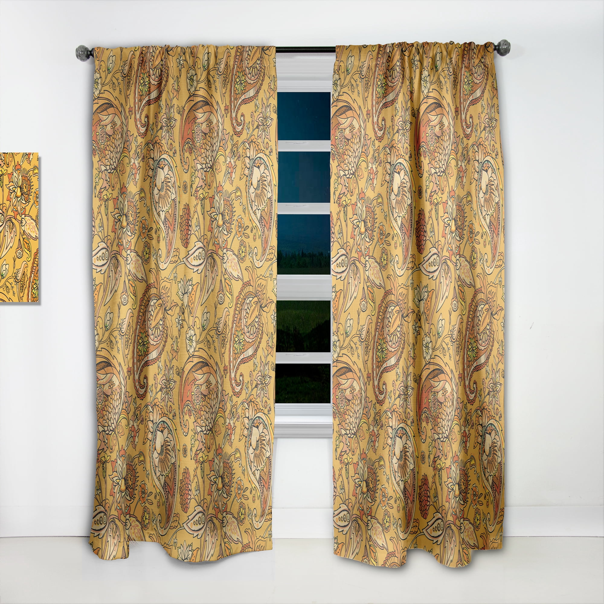 Designart 'Moods Yellow XIII' Designer Curtain Panel