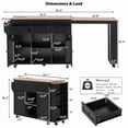 thumbnail image 5 of Bellemave 85.5" Kitchen Island with Extendable Dining Table, Kitchen Storage Table with 3 Side Open Shelves, Rolling Kitchen Island with Power Outlet, 3 Drawers, 2 Doors for Dining Room,Black, 5 of 9