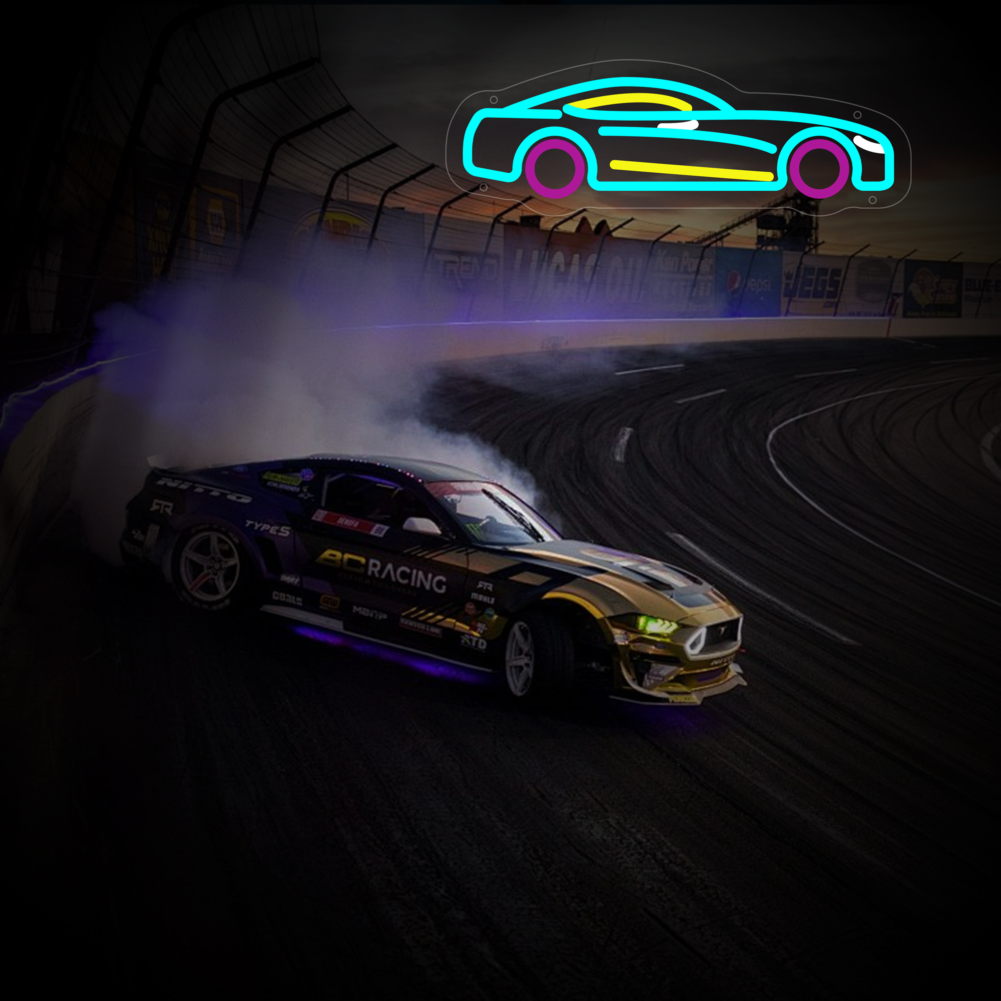 Sports Car Neon Sign for Wall Decor, Racing Car Led Signs, Dimmable Neon Light Sign for Bedroom, Game Room, Living Room, Bar Decoration, USB Powered Light Up Signs for Man Cave