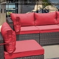 thumbnail image 5 of Gotland 7 Piece Patio Conversation Set,Rattan Wicker Outdoor Furniture Patio Sectional Sofa(Red), 5 of 7