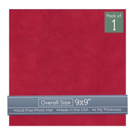 Red Suede 9x9 Uncut Art Mat Board - No Opening - 1 Mat