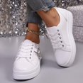 thumbnail image 3 of SCHUHLAND Women's Casual Lace-Up Skateboard Sneakers, Metal Decoration, Round Toe, Thick Bottom, Non-Slip, Soft Sole for Autumn, 3 of 16