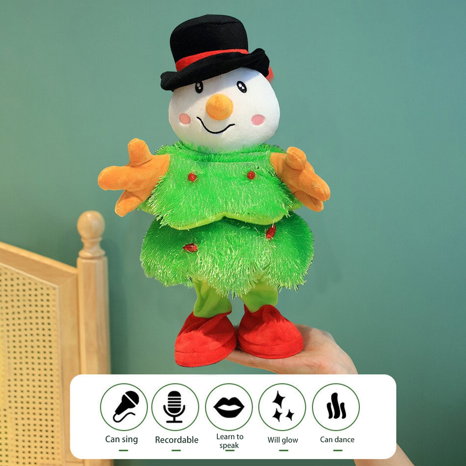 Père Noël Musical Dansant Avec Tambour – Peluche Père Noël Chantant Pour Décoration Et Cadeau De Noël - Maison