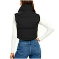 thumbnail image 4 of Women's Winter Cropped Puffer Vests Lightweight Sleeveless Warm Outerwear Padded Gilet Jackets with Pocket New Black S, 4 of 8
