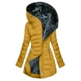 thumbnail image 2 of Itsame Women Fleece Puffer Jackets Hood Winter Coats New Solid Color Casual Cotton for Women Waterproof Jacket Yellow Size S, 2 of 8