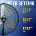 thumbnail image 3 of Tornado 24 Inch High Velocity Stationary Non-Oscillating Metal Pedestal Fan Commercial, Industrial Use 3 Speed 7600 CFM 6.6 FT Cord UL Safety Listed, 3 of 7