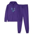 thumbnail image 2 of ibuvkizy Fall Outfits for Women 2025!Outfits Men's and Women's Sports Tracksuits Long Sleeve Pullover Hoodies Sweatshirt Loose Coat and Sweatpants Fall Winter Suit Purple,M, 2 of 6