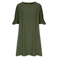 thumbnail image 4 of SMihono Robe d'Été Boho pour Femmes Grande Taille Robe d'Été Décontractée en Coton Lin Manches Courtes Col Rond Robe Unie, 4 of 7