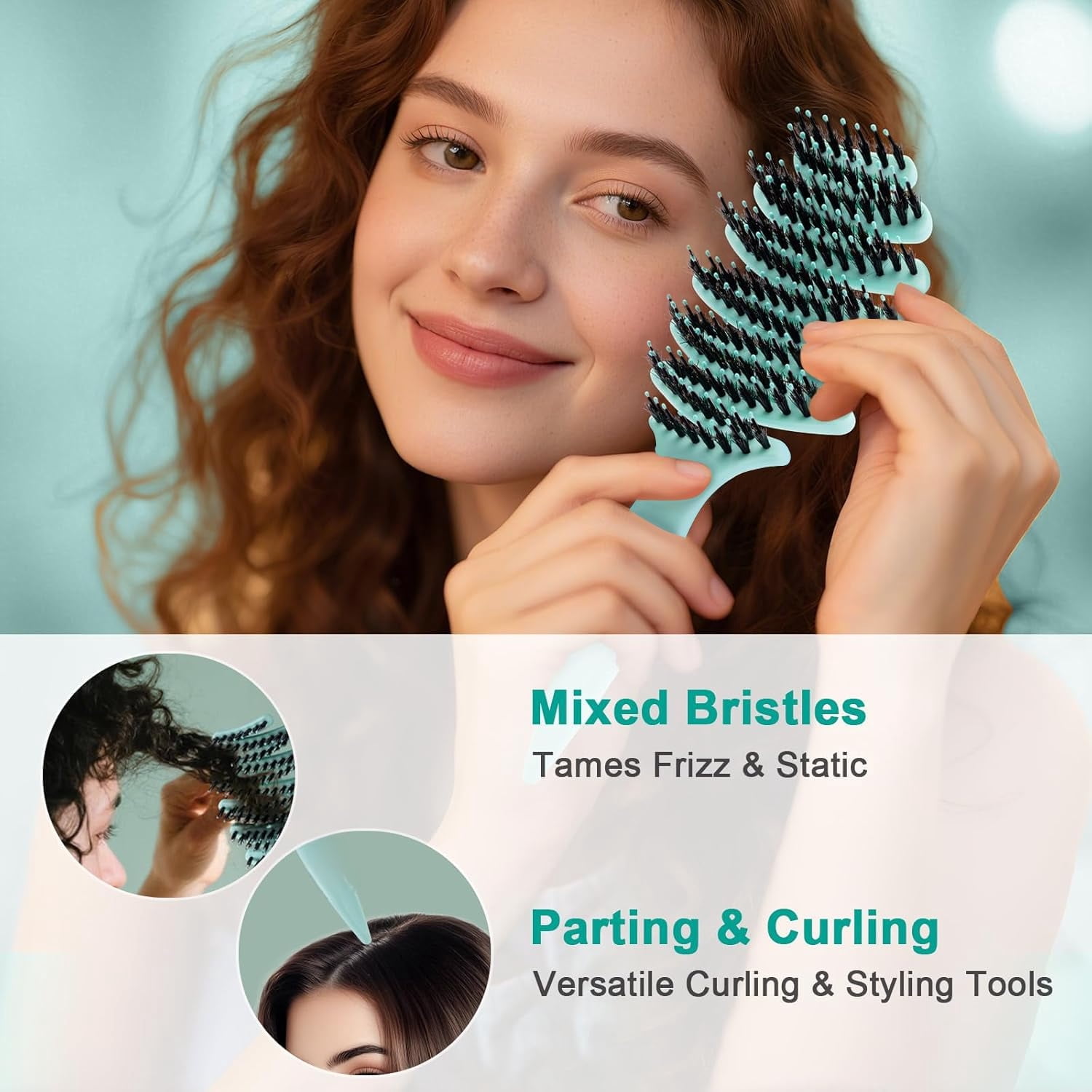 Gentle Scalp Massage Boar Bristle Hair Brush for Fine Hair, Ultimate Smoothing Vented Detangler Wet Brush for Women – A Great Gift