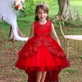 thumbnail image 2 of CPNG Girls' Vibrant Sleeveless Embellished Lace & Tulle High-Low Flower Girl Dress – Elegant Bodice with Intricate Embroidery, Flowy Ball Gown Skirt for Weddings, Birthday Parties, 2 of 7