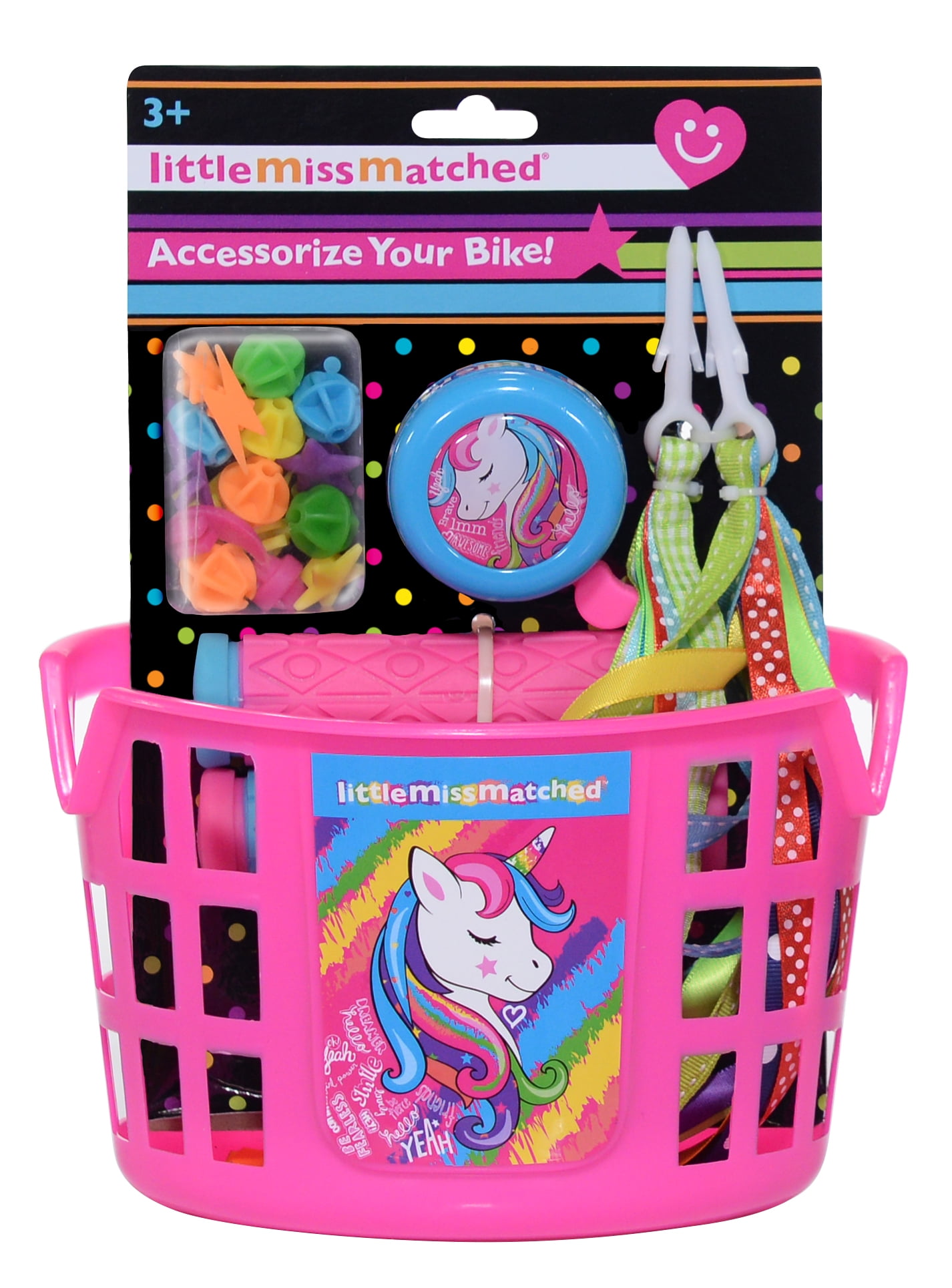 LittleMissMatched Bicycle Basket, Bike Accessories Value Pack