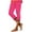 Hot Pink, variant on Lenpel Capri Leggings for Women Soft High Waisted Lace Split Hem Slim Stretch Knee Length Yoga Pants Cropped Workout Tights
