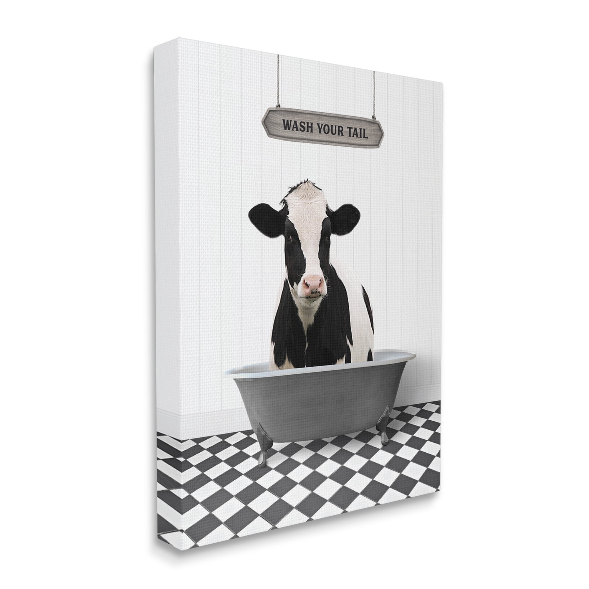 Stupell Industries Wash Your Tail Bathroom Animals & Insects Painting Gallery Wrapped Canvas Print Wall Art, 30 x 40