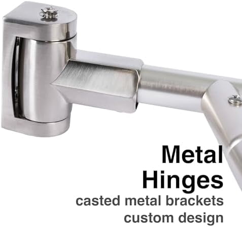Double Curved Shower Rod, Metal Construction, Adjustable Between 44 to 70 Inches, Aluminum Rods and Zinc Mounting Hardware, Quality Modern Bathware, Brushed Nickel Finish