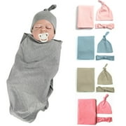 Newborn Baby Girl Boy Swaddle Wrap Blanket Sleeping Bag+Headband +HatOutfits Set