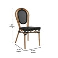thumbnail image 5 of Merrick Lane Set of Four Stacking Thonet Bistro Style Chair with Black Textilene Seat and Bamboo Finished Metal Frame for Indoor/Outdoor Use, 5 of 15
