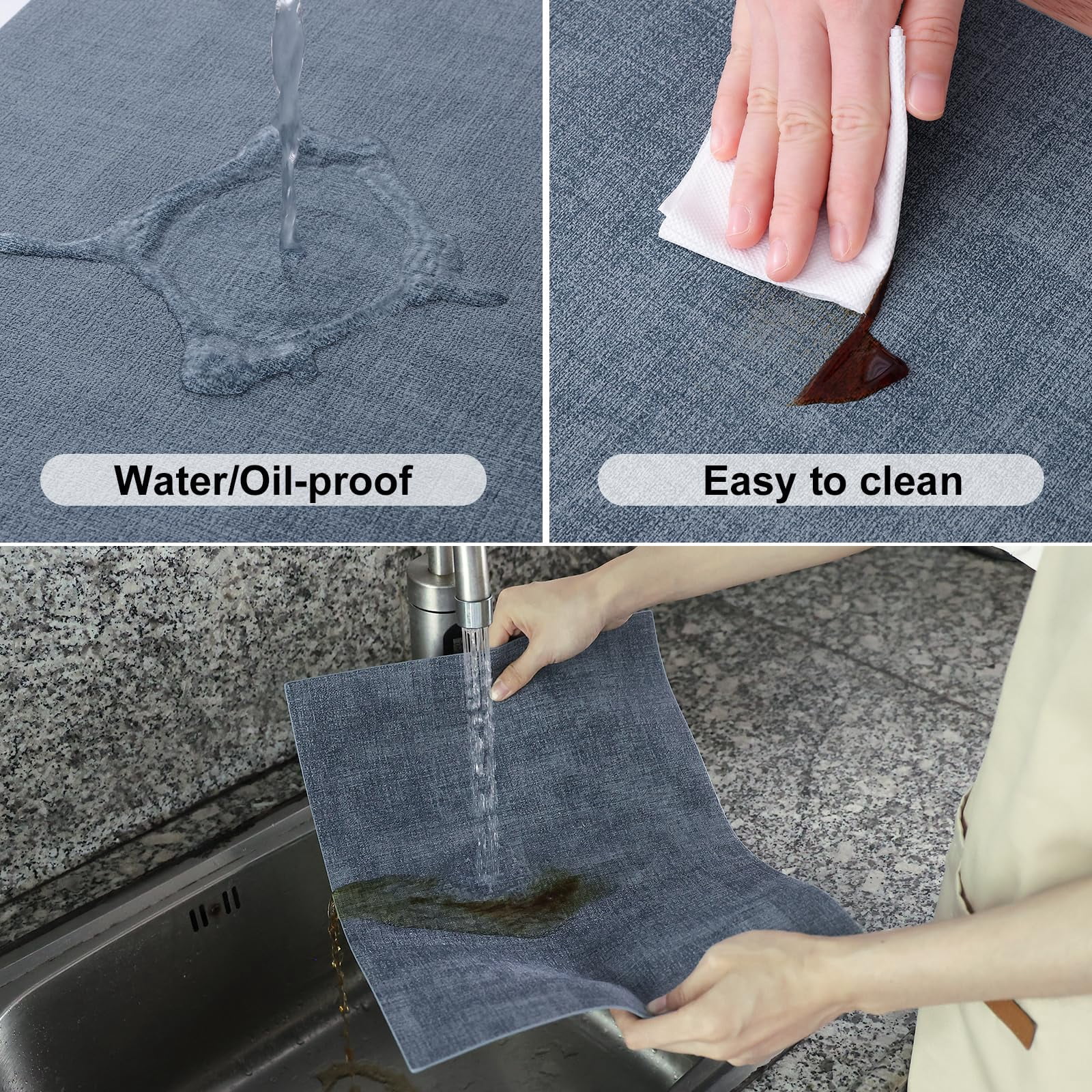 decorUhome Placemats Set of 6, Heat Resistant PU Faux Leather Table Mats, 11.8" x 17", Blue