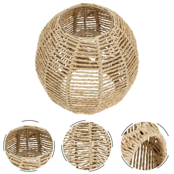 Vosarea Handcrafted Rattan Woven Lampshades Light Brown Home Use 2Pcs