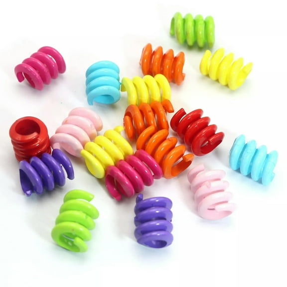 U8MO 50 Mixed Color Acrylic Spring Dreadlock Ring Hair Pony Beads 15mm With Big Hole