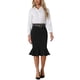 thumbnail image 2 of Falda de sirena con cola de pez Inspire Chic para mujer, falda midi de peplum de cintura alta, falda de trabajo y negocios con cinturón en negro, 2 of 6