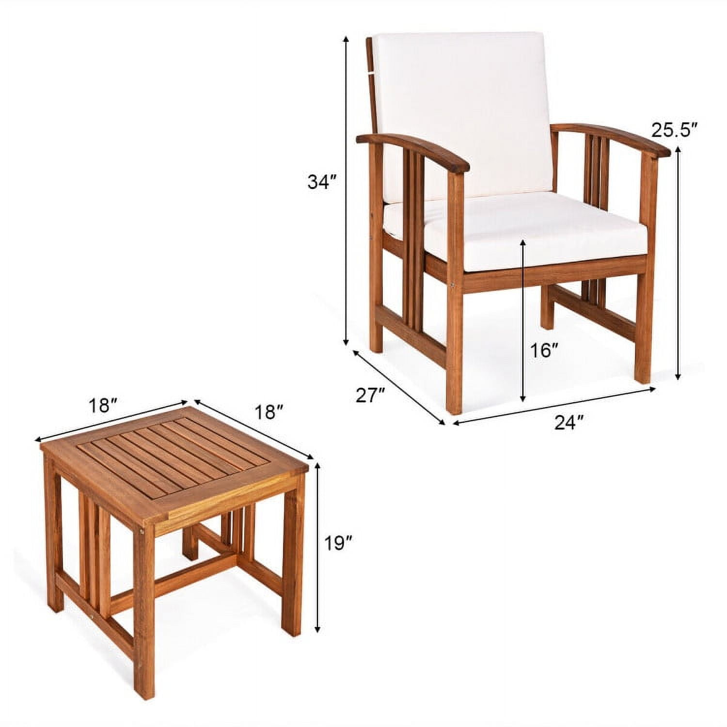 Aimee Lii 4 Pieces Solid Wood Outdoor Patio Sofa Furniture Set, Wooden Patio Furniture Set, White Aimee Lii 4 Pieces Solid Wood Outdoor Patio Sofa Furniture Set, Wooden Patio Furniture Set, White