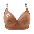 thumbnail image 4 of Wireless Bras for Women Plus Size Breathable Daily Underwear Small Print Bra Brown XS-4XL, 4 of 4