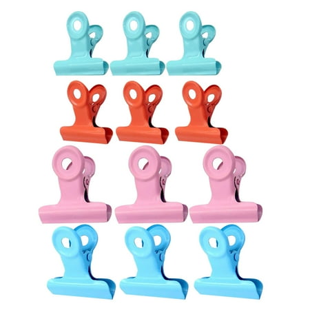 

12Pcs Food Sealing Clips Plastic Portable Dampproof Sealing Clips Snacks Food Clip(Light Green + Dark Blue + Pink + Red)