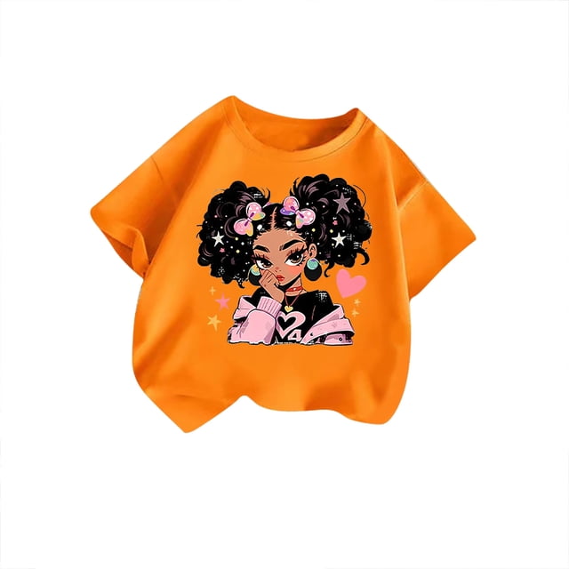 Zecgelong T-Shirt d'Été à Manches Courtes pour Filles, Col Rond, Imprimé Dessin Animé, Décontracté, Ample, Taille 12-14 Ans