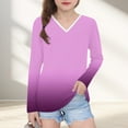 thumbnail image 3 of Efsteb Girls Long Sleeve Shirts Basic Tunic Tops Comfy Long Sleeve V-Neck Gradient Print Casual Soft Lightweight Shirt for Parties（Pink，7 Years）, 3 of 8