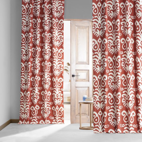 Sri Lanka Rust Printed Cotton Hotel Blackout Curtain (1 Panel), Sri Lanka Rust, 50W X 108L