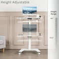 thumbnail image 4 of VIVO White 36" Electric Mobile Height Adjustable Two Platform Standing Desk, 4 of 6