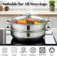 thumbnail image 5 of Stainless Steel Double Layer Steamer Pot with Handle and Glass Lid, 5 of 16