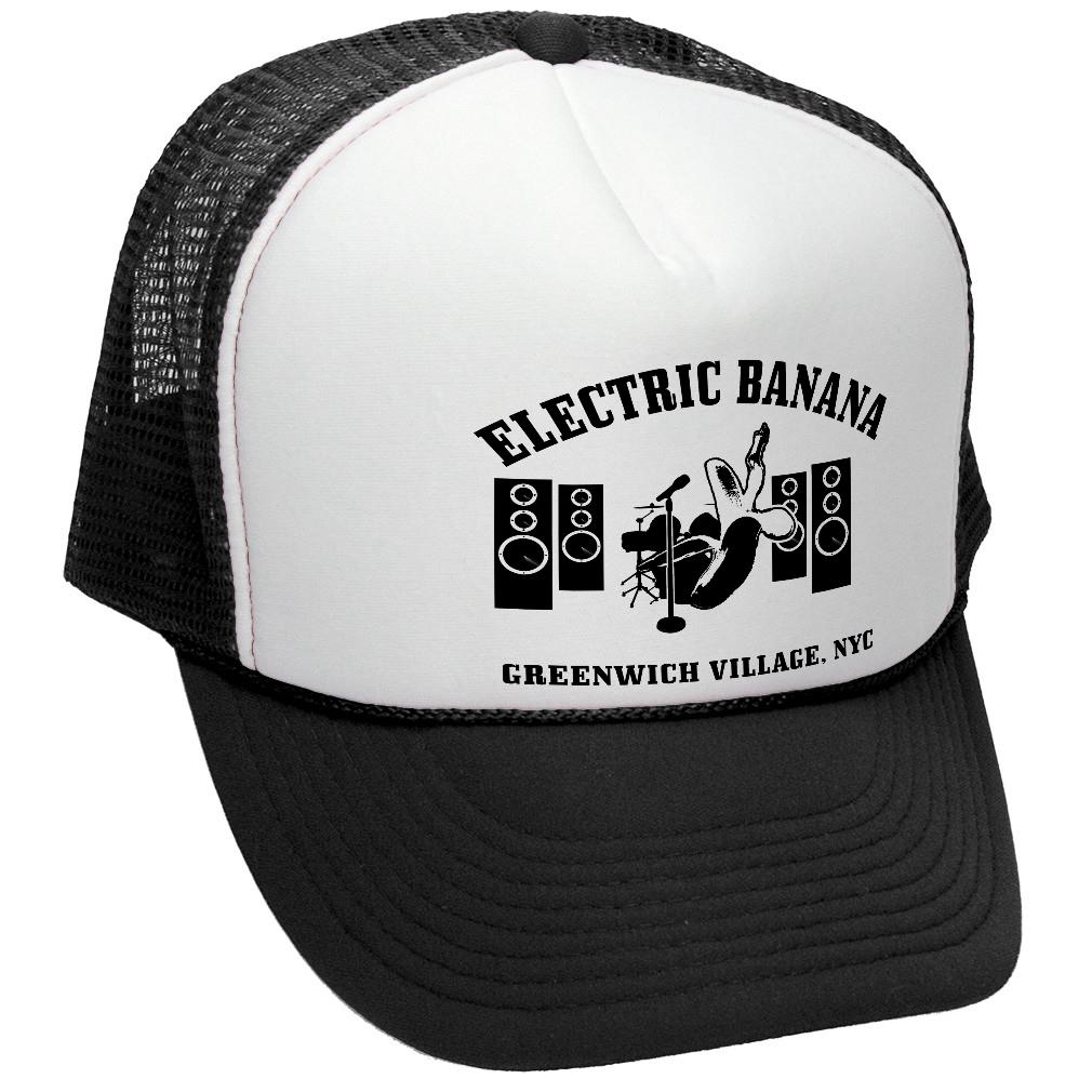 Electric Banana Trucker Hat Mesh Cap (Black, OSFA)