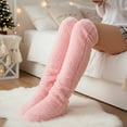 thumbnail image 3 of allydrew Fuzzy Thigh High Socks, Plush Over the Knee Winter Sleeping Slipper Stockings, Long Furry Leg Warmers, Pink, 3 of 5
