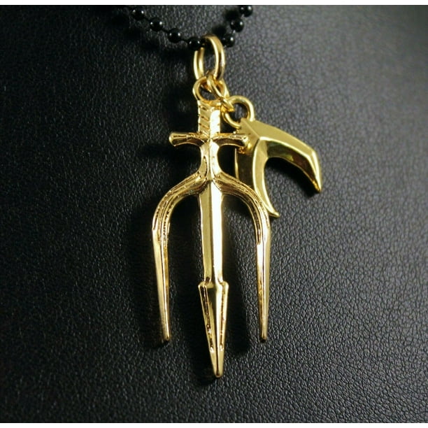 Dc Comics Aquaman Gold Trident Logo Pendant Necklace W Free Jewelry Box And Ship Walmart Com