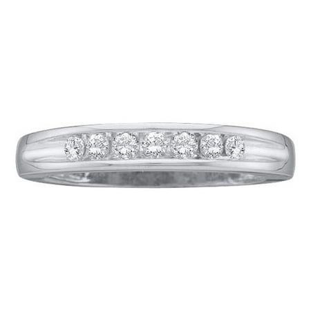 10K White Gold 0.25ct Elegant Channel Set Diamond Mens 7 Stone Wedding Band Ring