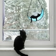 thumbnail image 3 of Cat in Moon Black Tabby Cat Decor on Blue Moon Stained Glass Window Hangings Cat Memorial Gifts for Cat Lovers,Cat Suncatcher Pet Ornament Funny Cat Themed Gifts for Girls,Mom or Women, 3 of 6