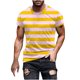 thumbnail image 3 of Camisetas de Manga Larga para Hombres Imprimir Fallow Cuello Redondo Camiseta, Moda Casual Manga Corta Mezcla de Algodón/Lino, 3 of 5