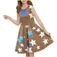 thumbnail image 1 of RXIRUCGD 2025 Vêtements d'Été pour Enfants Filles Robe Sans Manches Extensible Ligne A Évasée Patineuse Récital d'École Robe à Manches Courtes à Col Rond, 1 of 5
