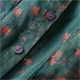 thumbnail image 4 of Button Down Shirts for Women Vintage Floral Short Sleeve Button Up Breathable Cotton Linen Shirt Blouse Tops Green XL, 4 of 8