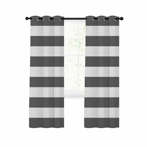 Grey Stripes Blackout Curtains 84 Inches Long for Bedroom, Simple Gray White Texture Thermal Insulated Room Darkening Black Out Window Curtain Panels Grommet Drapes for Living Room