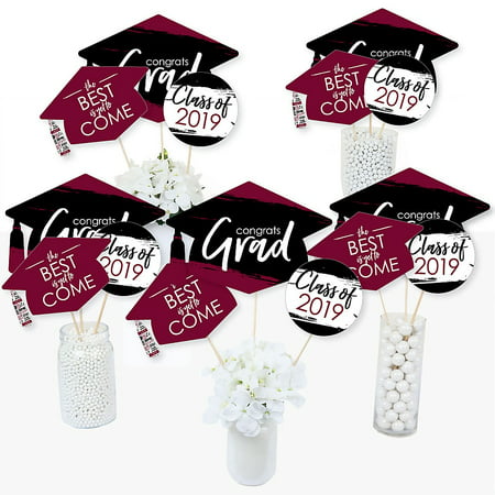 Maroon Grad - Best is Yet to Come - 2019 Burgundy Graduation Party Centerpiece Sticks - Table Toppers - Set of (Best Aftershave For Teenager 2019)
