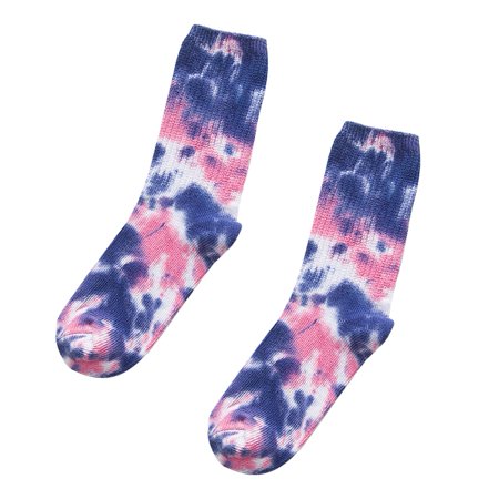 

harmtty Cotton Couple Tie-Dyed Breathable Skateboard Soft Middle Tube Socks Purple