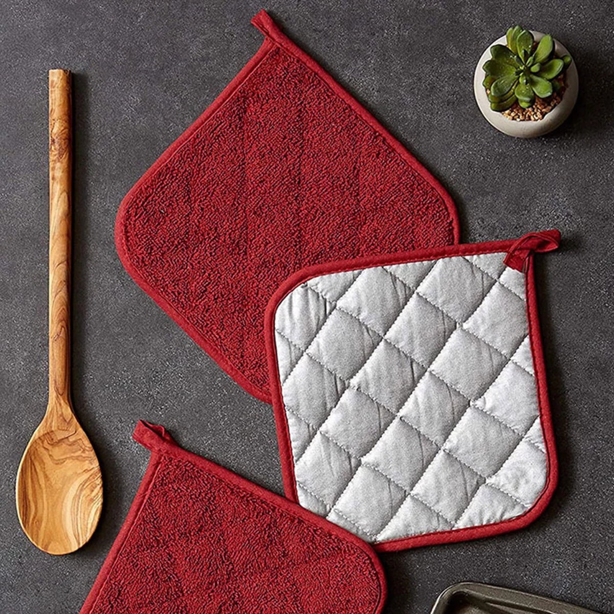 Harupink 3pcs Cotton Pocket Pot Holder Set Kitchen Heat Resistant