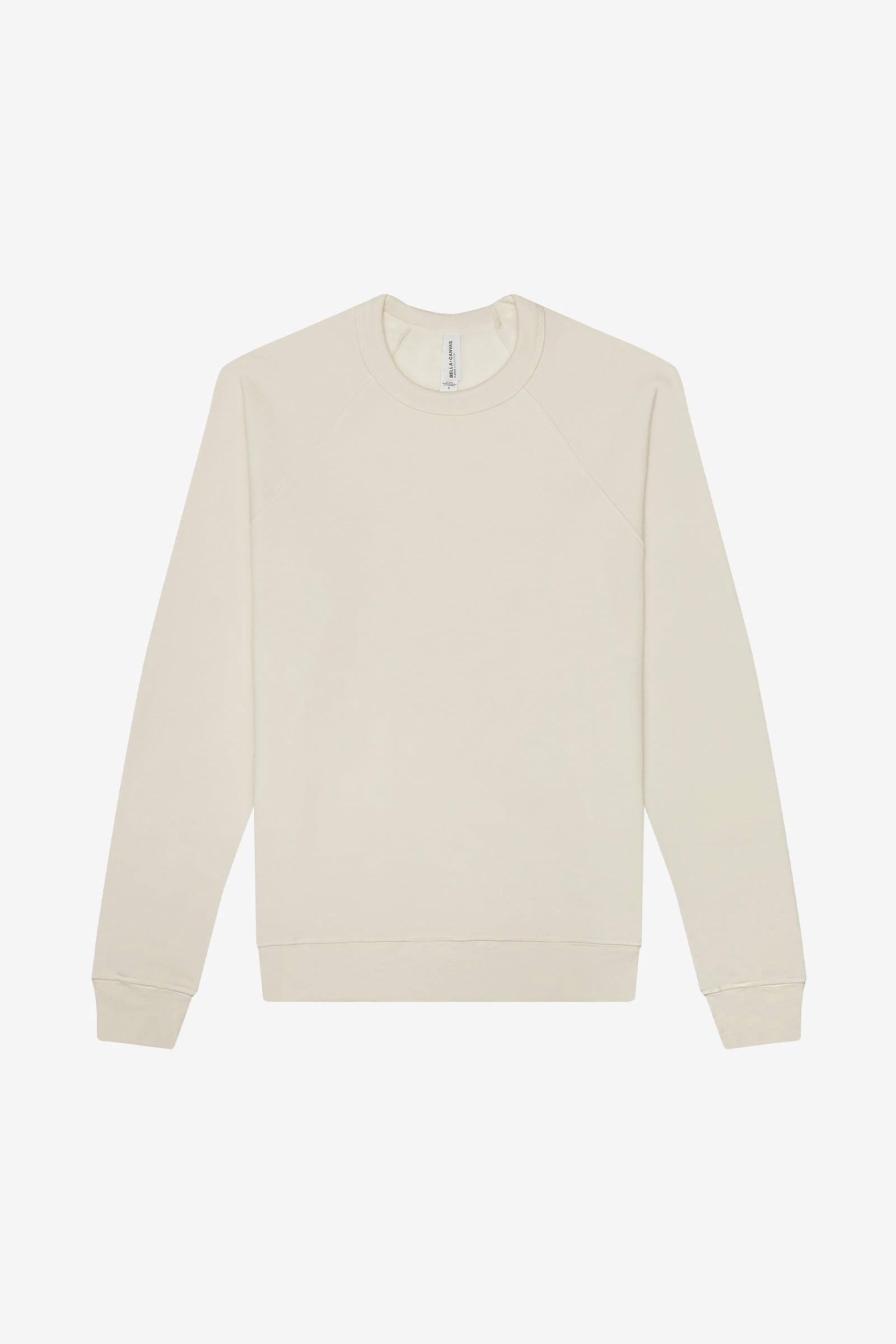BELLA+CANVAS Adult Crew Neck Personalized Fleece Raglan Long Sleeve T-Shirt, Create your own Designs, Natural, XXlarge, Unisex