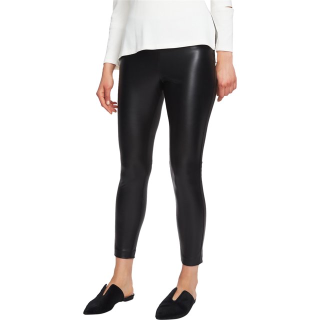 1.STATE Leggings casuales de piel sintética para mujer, negro, 10