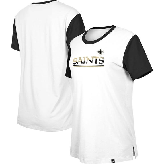 Women's New Era White/Black New Orleans Saints Third Down Colorblock T-Shirt