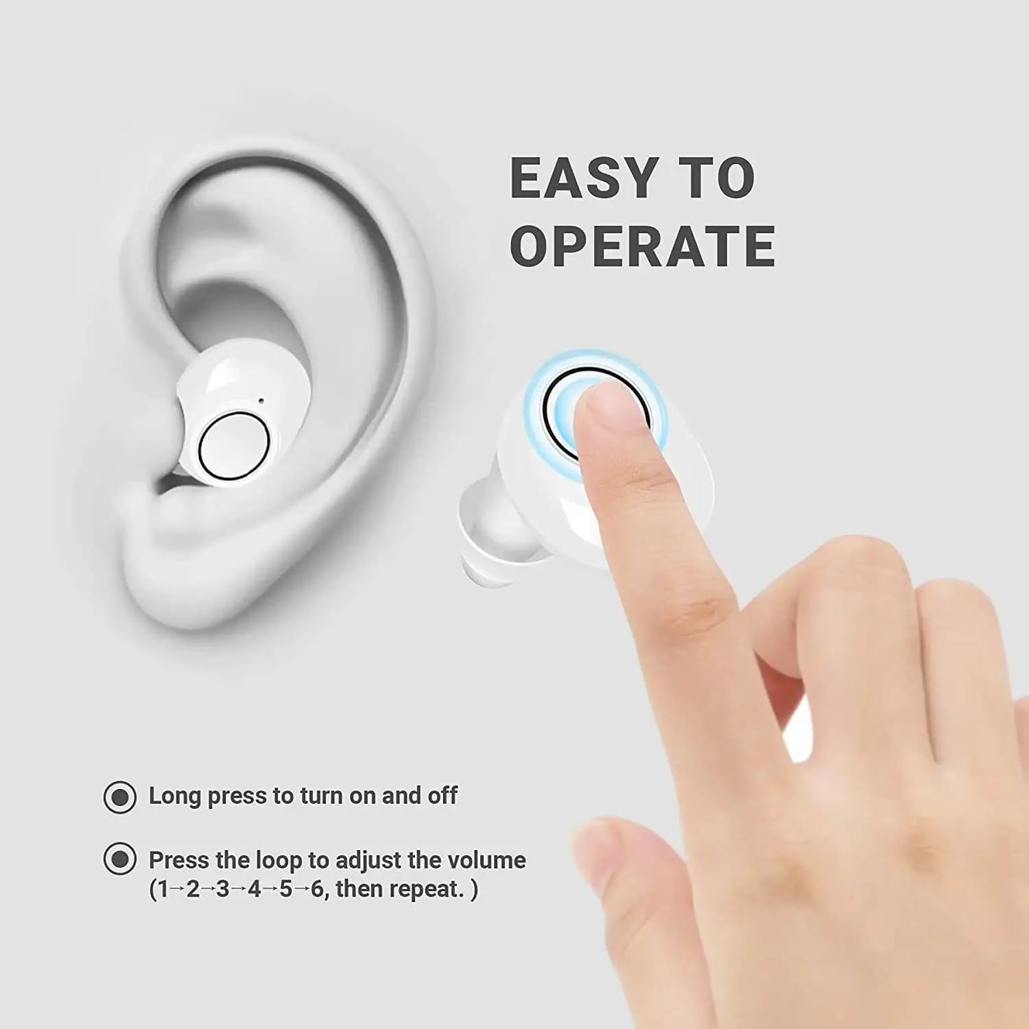 SUWU Hearing Amplifier Aid Rechargeable Digital Personal Sound Amplifier Devices ITE for Seniors,Inner-Ear Hearing aid,TV,2-Pack with Charging Box (White)