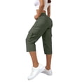thumbnail image 3 of Capris pour Femmes, Yigetop Capris Cargo à Coupe Décontractée pour Femmes Pantalons de Randonnée Été Voyage Plein Air Décontractés Amples Confortables Pantalons Raccourcis Capris Cargo pour Femmes Vert 2TG, 3 of 5